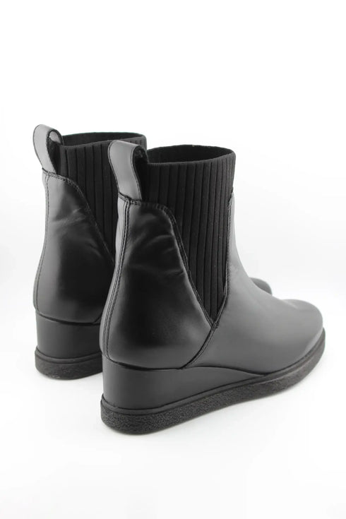 Unisa Elastic Ankle Leather Wedge Boot